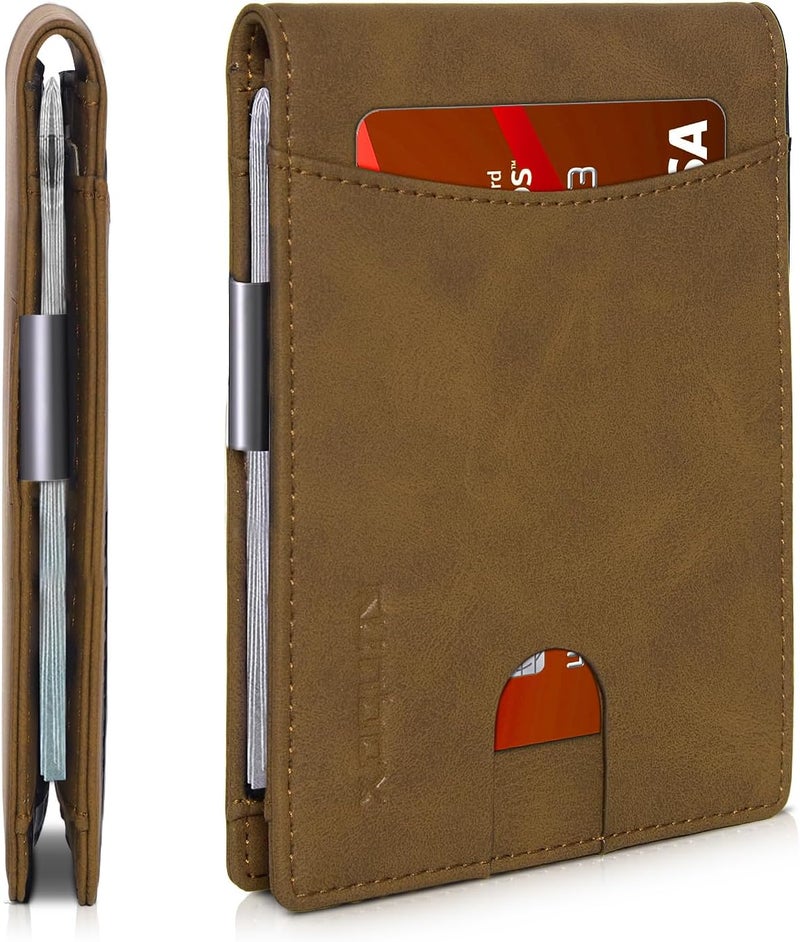 RUNBOX Slim Novelty Wallets for Men RFID Blocking 11 Card Holder Minimalist Small Leather Bifold Men's Front Pocket Wallet Gift Box - Image 1
